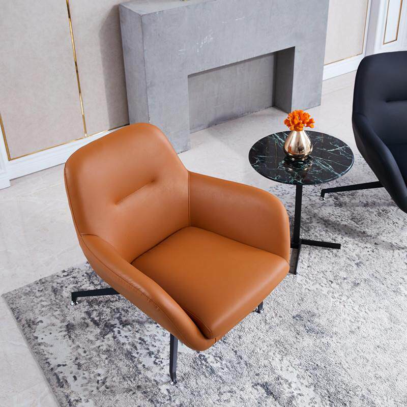 单人沙发休闲椅北欧实用时尚风格设计师皮艺布艺转椅会客椅子