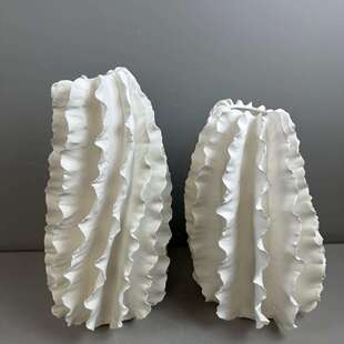 艺贝子极简手工拈花创意陶瓷花瓶样板房间摆件客厅白色装饰品花器