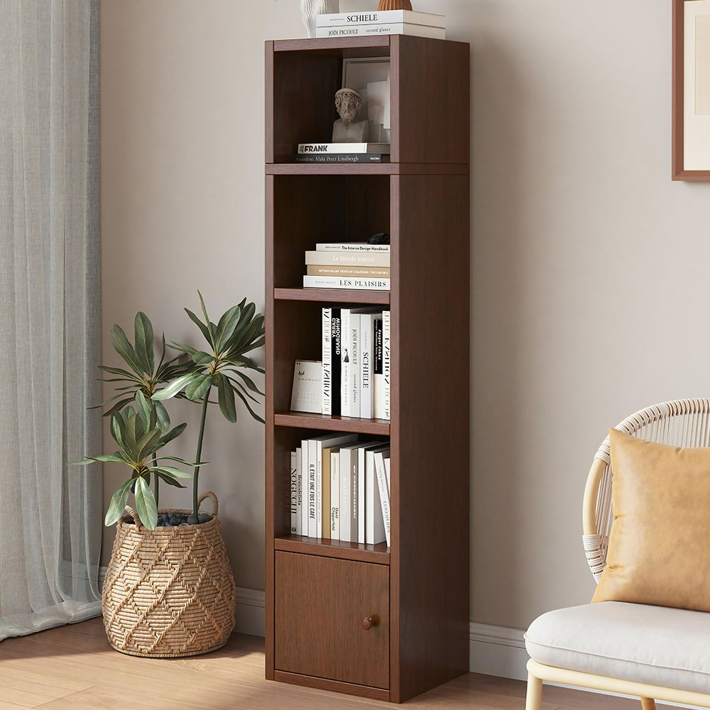 实木书柜客厅墙角储物展示柜多层窄缝柜靠墙侧边柜子落地收纳书架