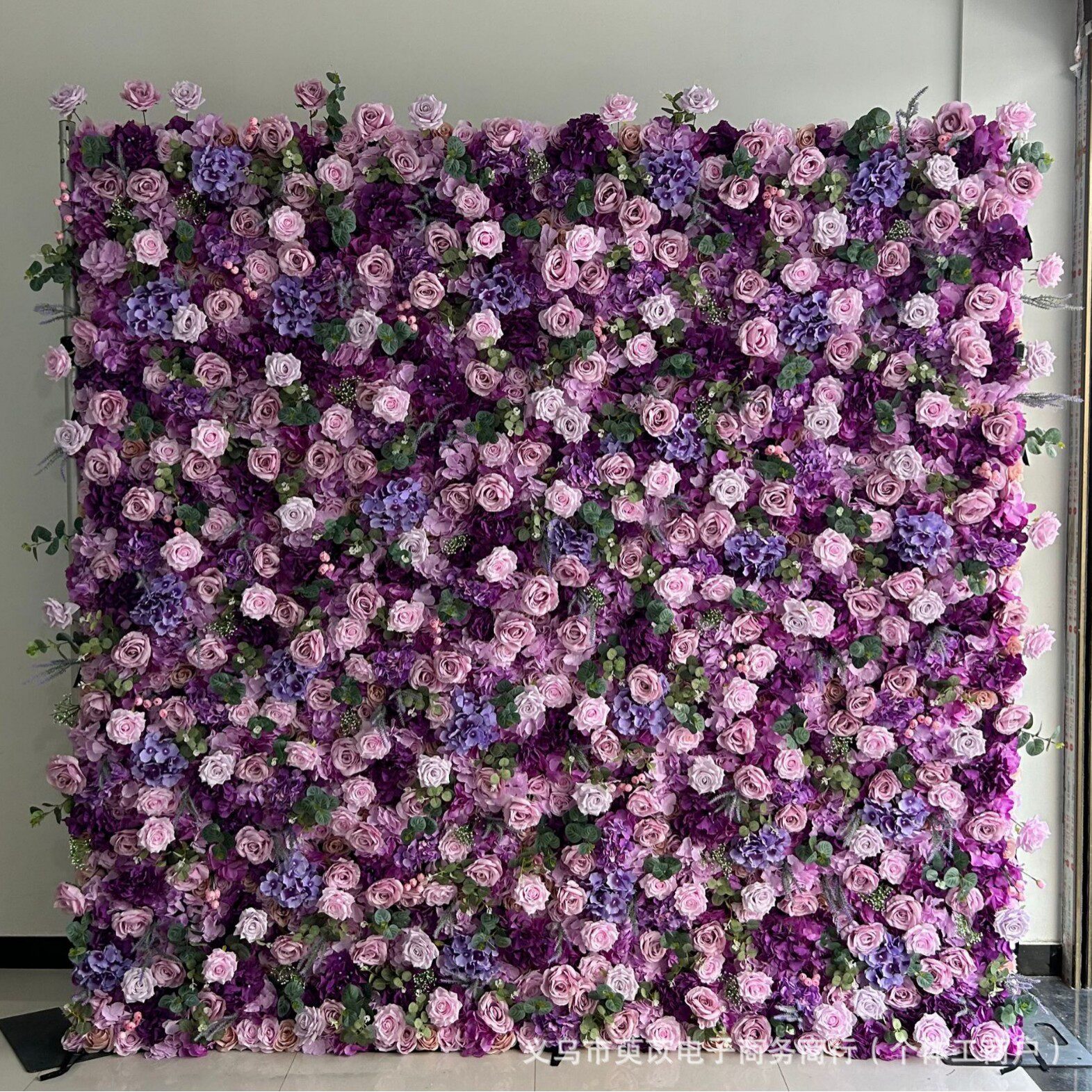 布底仿真花墙紫色花墙布底花墙背景装饰花墙婚礼装饰来样制作