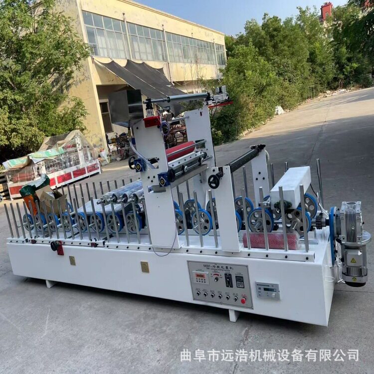 600型集成护墙板冷胶包覆机快装PVC扣板木塑套线滚胶覆膜机