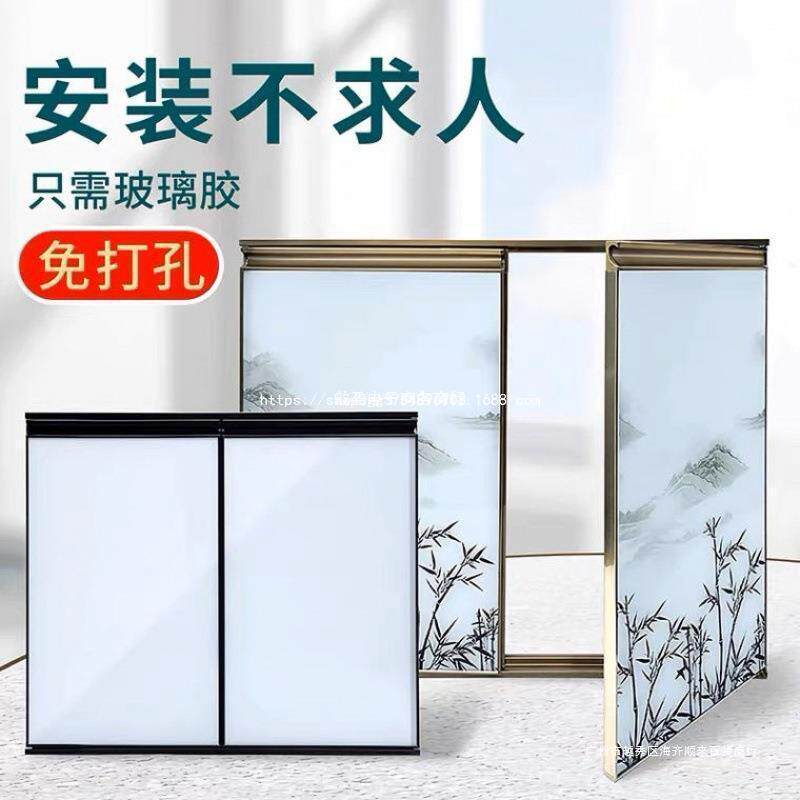 橱柜门板印作印作带框自装钢化玻璃灶台门厨柜门印作免打孔胶粘