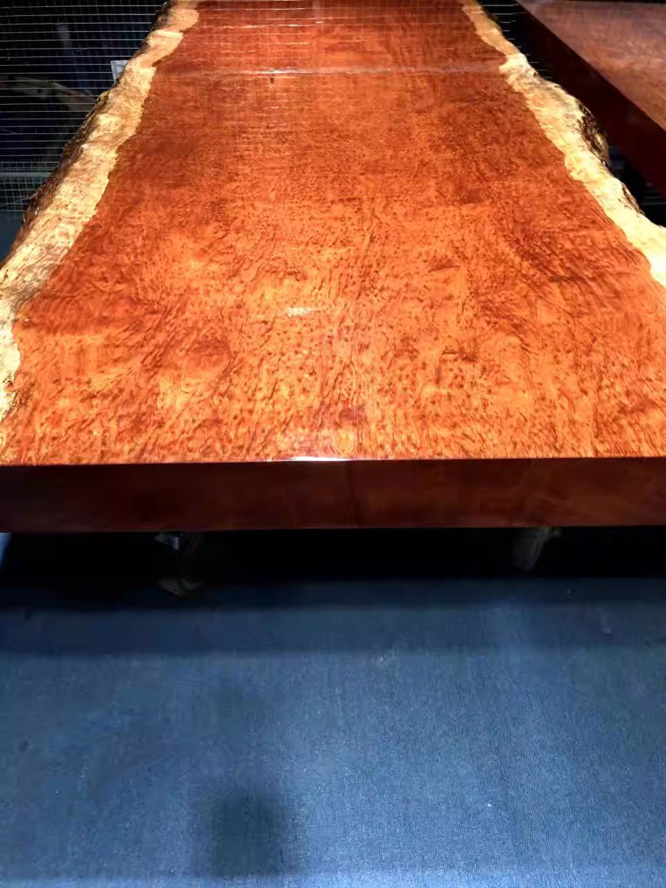 ?北京巴花实木大板茶桌书桌台几自然边倒盖原木大板餐桌画案办