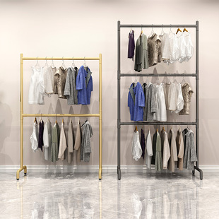 衣架落地上下双层两层卧室小省空间贴墙开放式挂衣架网红小型窄