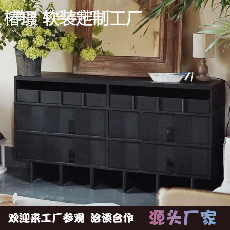 北欧轻奢马赛收纳储物柜客厅卧室简约现代样板间别墅多功能实木柜