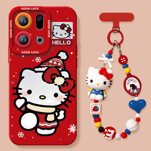 雪花凯蒂适用OPPOFindX9手机壳FindX9Pro套2026马年findx8新款 OPPO过年x6红色x5 Find硅胶X7防摔Find9X新年款