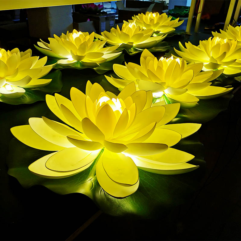 led荷花灯景观河灯水灯户外防水亮化工程景区装饰观赏接电莲花灯