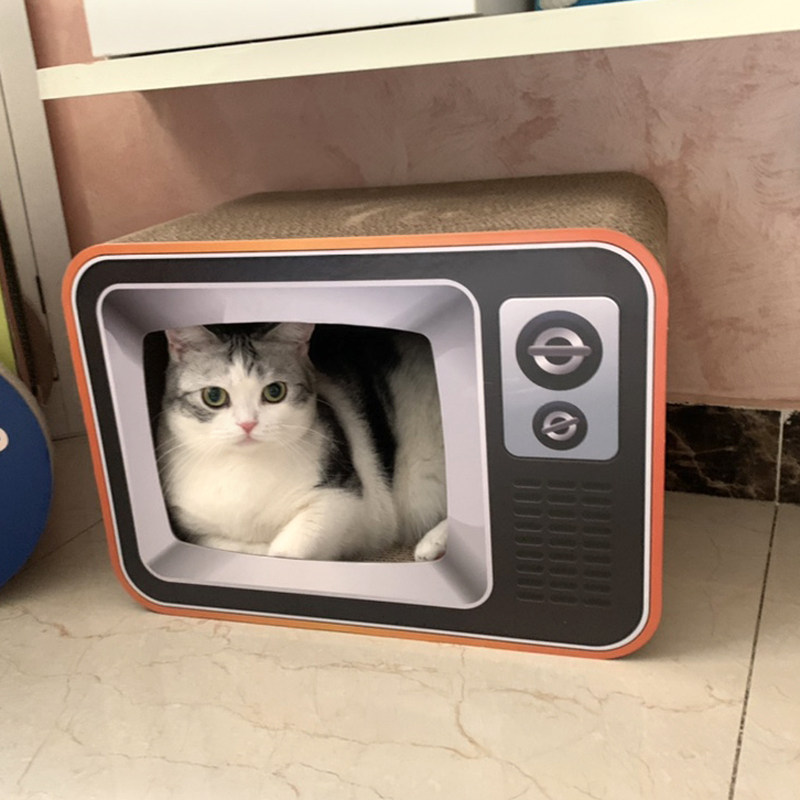 大号猫抓板猫窝纸箱磨爪器耐磨不掉屑电视机磨爪板中空猫抓柱爬架