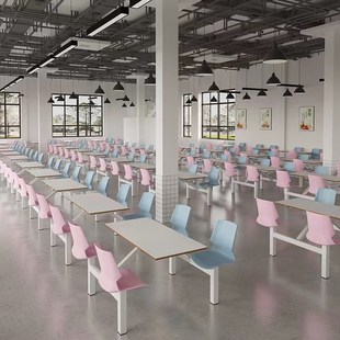 连体快餐桌椅组合学校单位公司美食城餐饮店小吃店大排档食堂桌椅