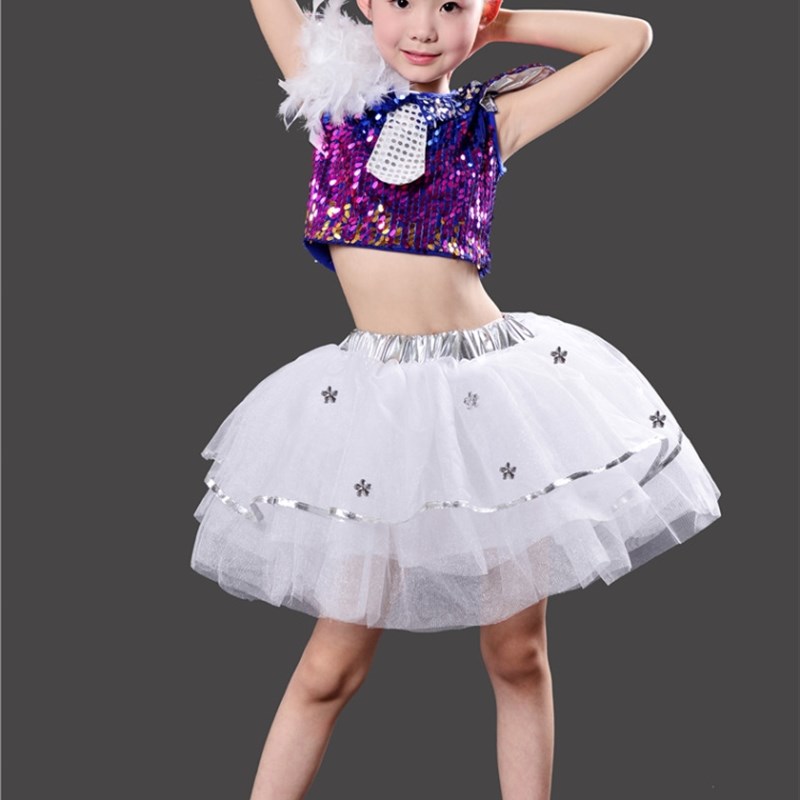 六一儿童爵士舞演出服舞蹈服幼儿啦啦操男女童亮片蓬蓬纱裙表演服
