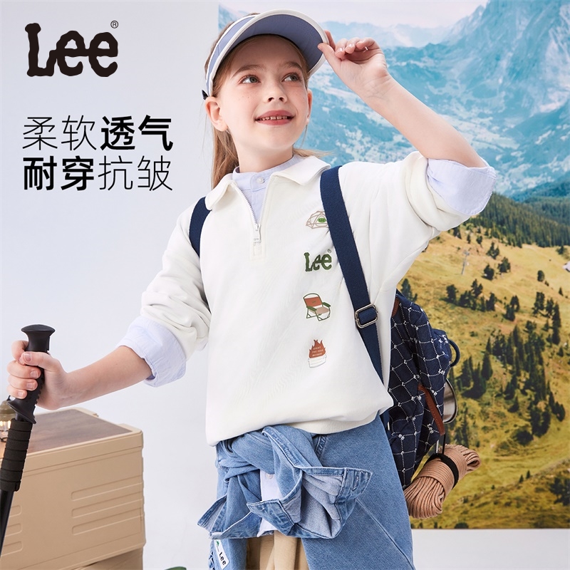 Lee Kids男童女童半拉链卫衣2025春季新款童装儿童百搭休闲上衣