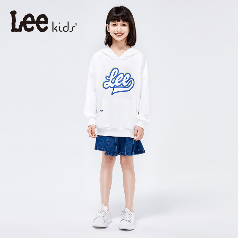 Lee Kids套头卫衣女童春秋季纯棉流休闲中大童男女连帽上衣