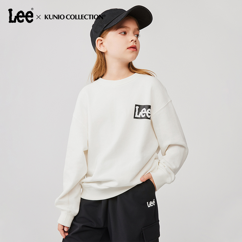 Lee Kids圆领印花卫衣儿童宽松潮牌百搭秋冬季上衣大童长袖T恤