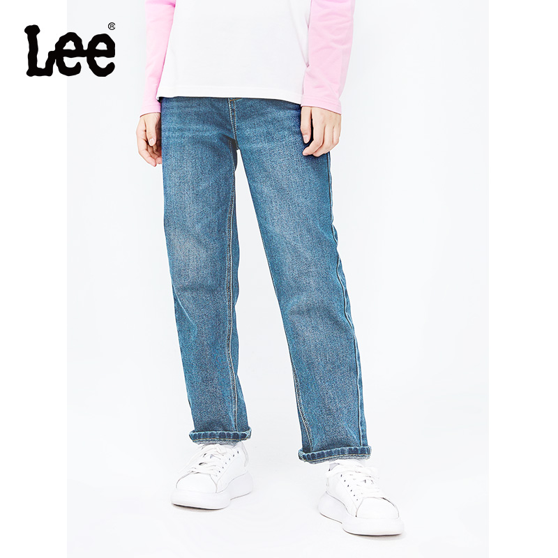 Lee Kids女童夏季牛仔裤薄时髦儿童装夏天长裤中大童夏装裤子
