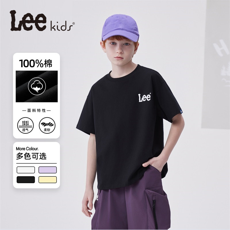Lee Kids儿童短袖T恤2025夏季新款男童女童休闲上衣中大童宽松