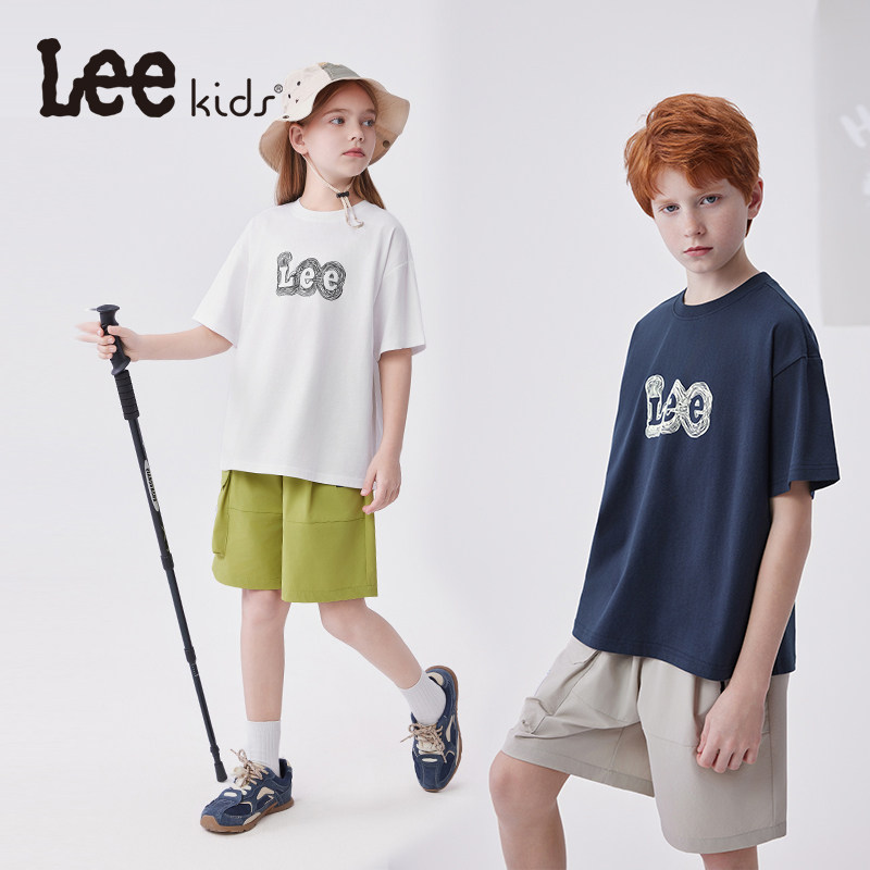 Lee Kids儿童短袖T恤2025夏季男童女童圆领上衣中大童休闲宽松