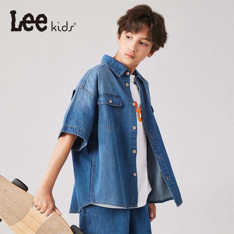 leekids儿童牛仔衬衫2025新款