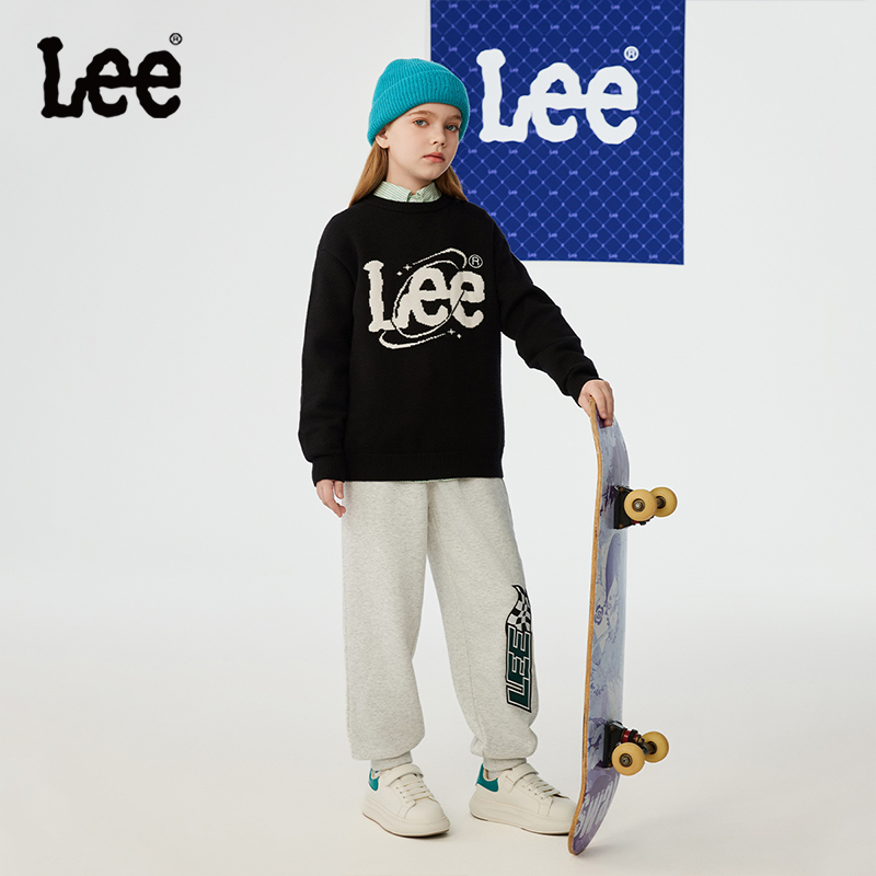 Lee Kids男童女童套头毛衣儿童2024秋冬款套头线衣秋装针织打底衫