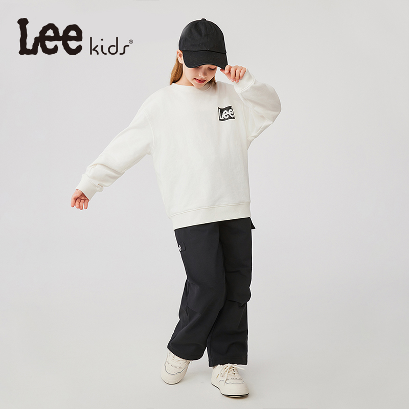 Lee Kids圆领印花卫衣儿童宽松潮牌百搭秋冬季上衣大童长袖T恤