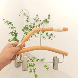 服装店实木圆形衣架儿童童装店衣挂衣撑裤架防滑小童LOGO垒德株