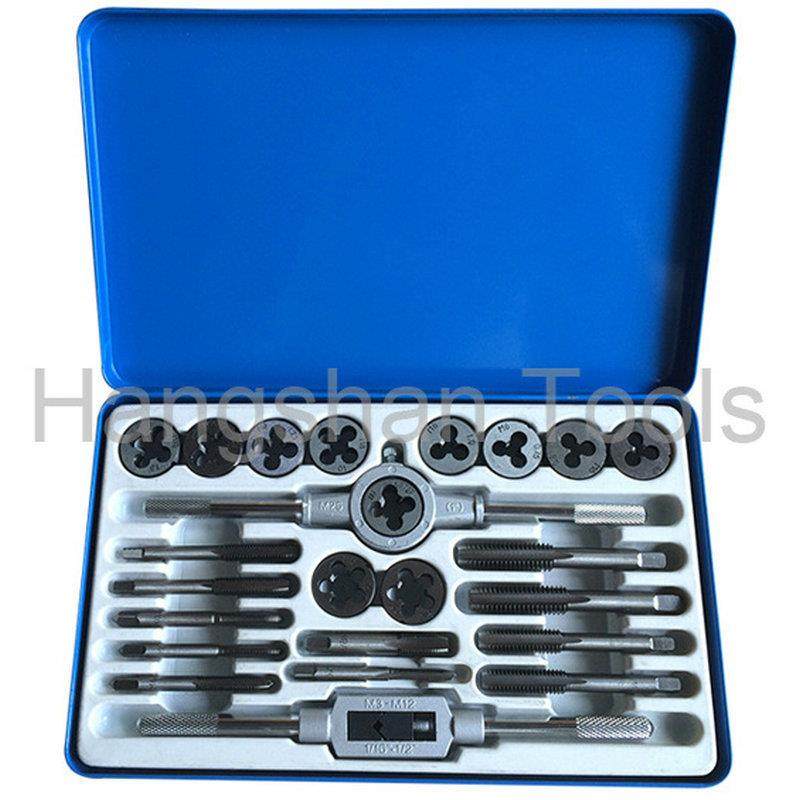 24件丝锥板牙组套 24PC铁盒装扳手攻丝手用五金螺纹切削工具套装,3C数码配件,USB灯,淘宝优惠券,粉丝福利购,淘宝优惠卷