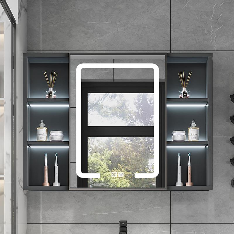 智能发光镜柜镜箱太空铝浴室柜收纳盒卫生间挂墙式储物发光浴室镜