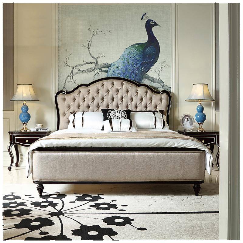 美式双人床1.8米现代简约轻奢婚床欧式新古典布艺大床主