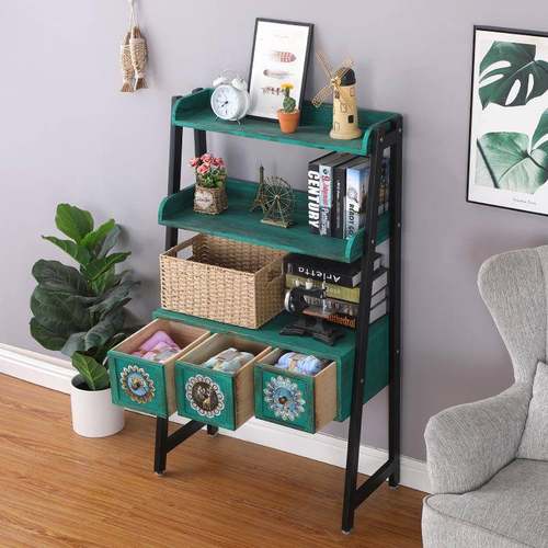 美式置物架多层收纳架复古实木斗柜民宿装饰家具花架子客厅落新品