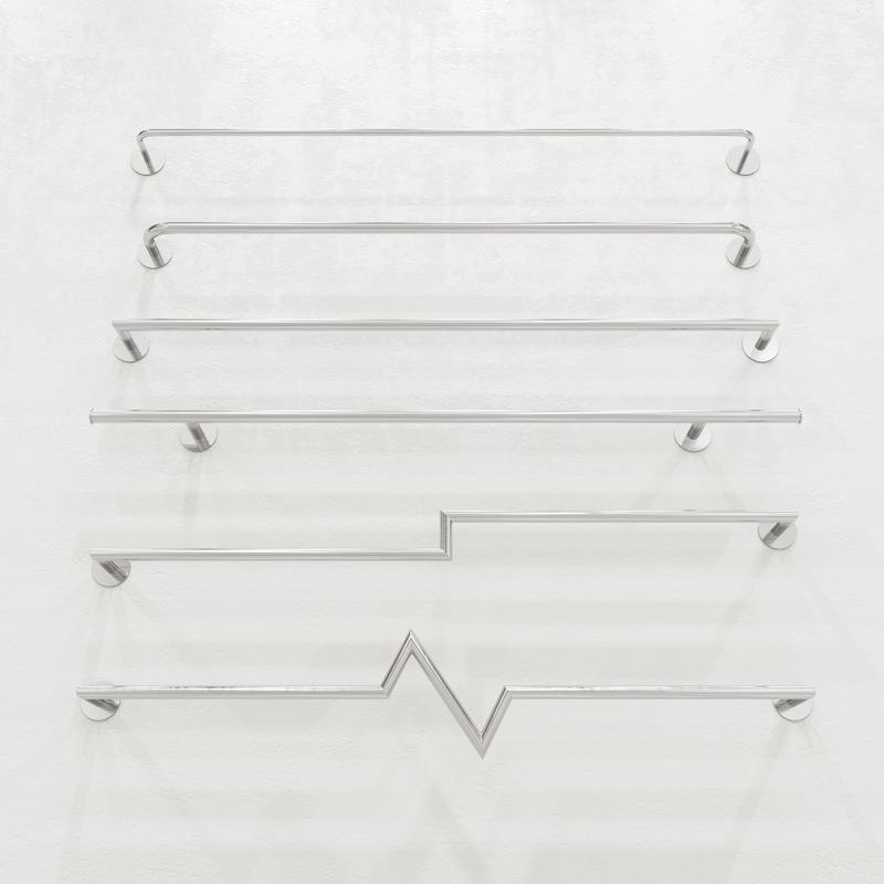 不锈钢拉丝银色挂衣杆服装店上墙展示架壁挂式女装店衣服架子正挂