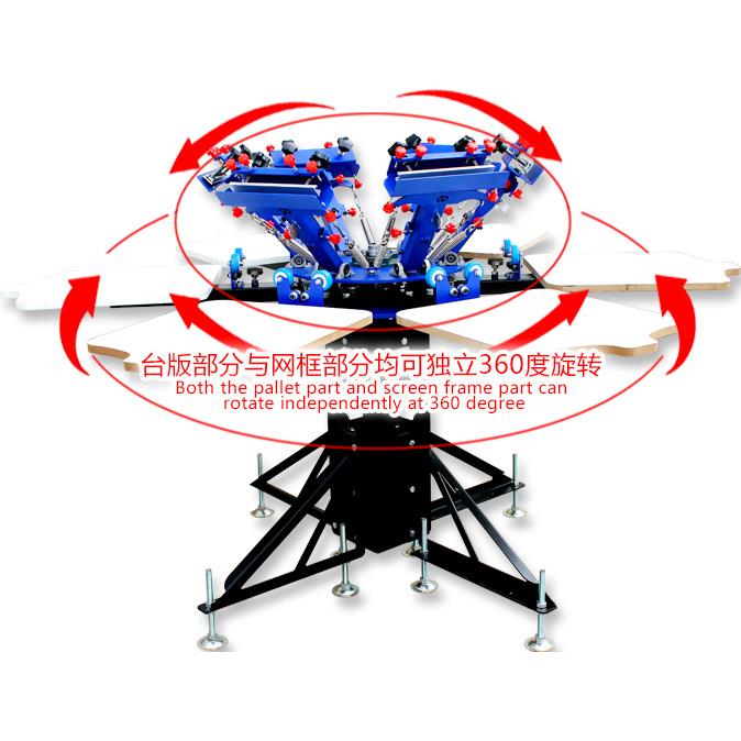 E662L落地式微调型六色六工位双轮转六色套印丝印机