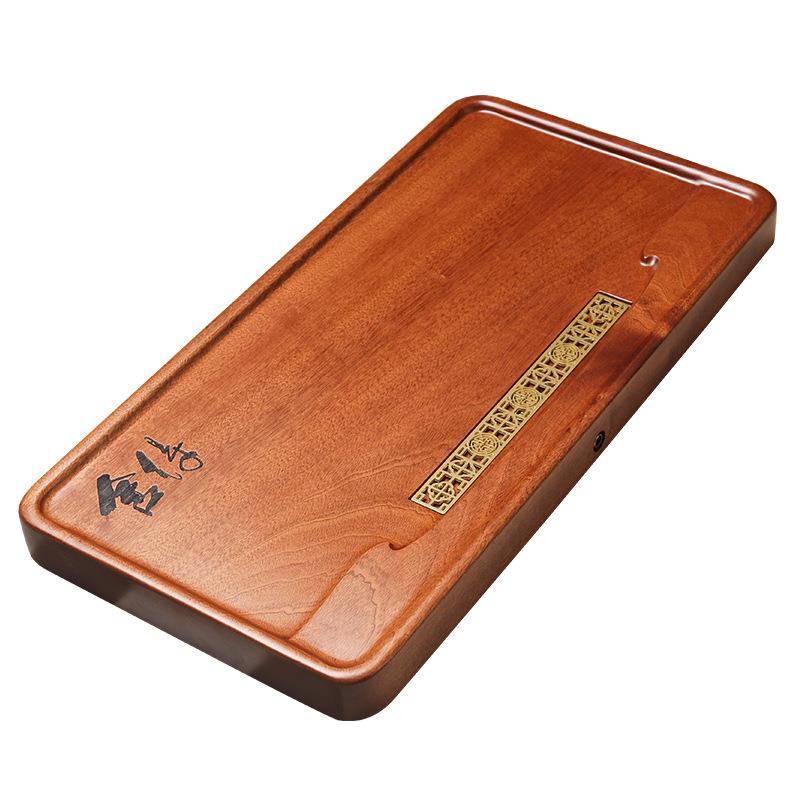 花梨木黑檀木整块实木茶盘排水式长方形大小号万家山友家居中