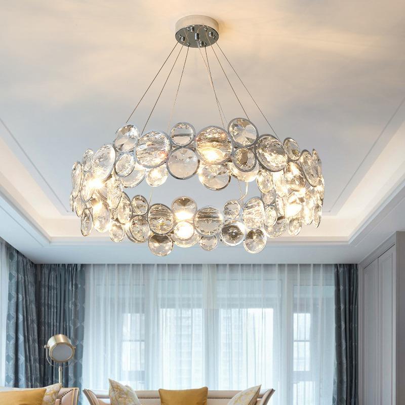 后现代轻奢水晶吊灯客厅灯港式简约现代大气餐厅灯创意圆形卧室灯