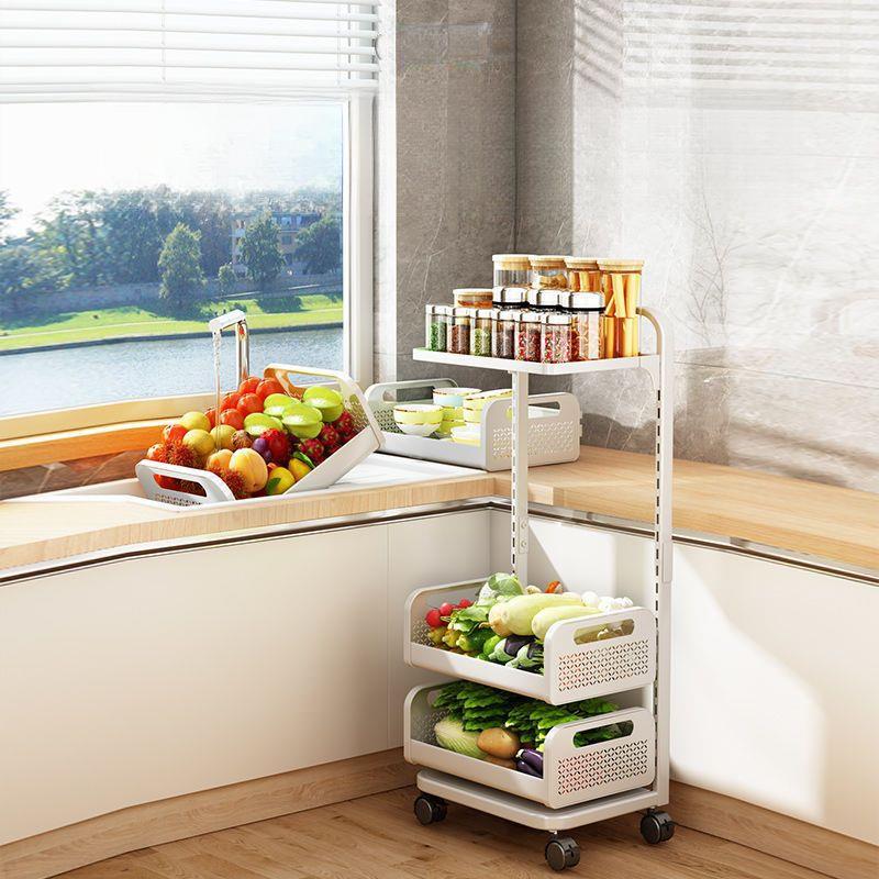 落地蔬菜置物架放水果蔬菜可拆洗厨房置物架窄多层夹缝移动美之程