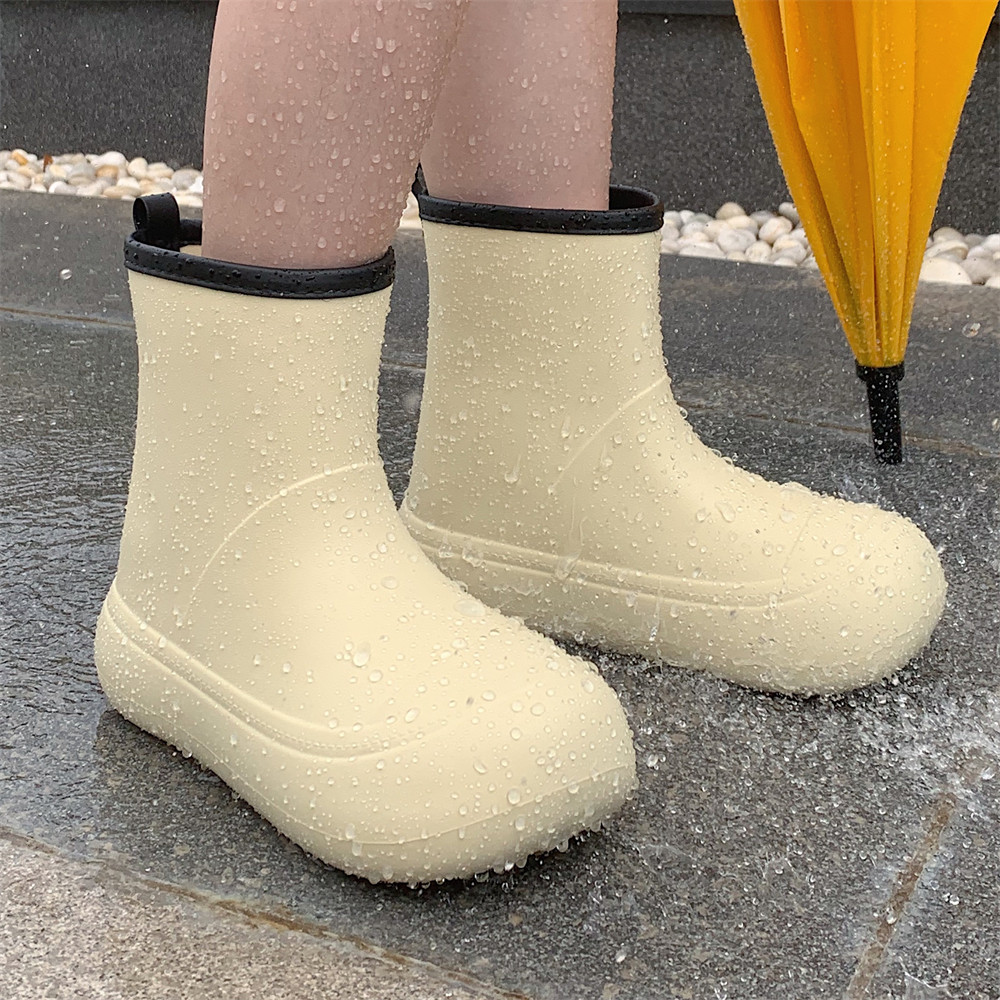 细细条亲子防水雨靴雨鞋新款舒适室外防滑女四季雨天撞色靴子潮