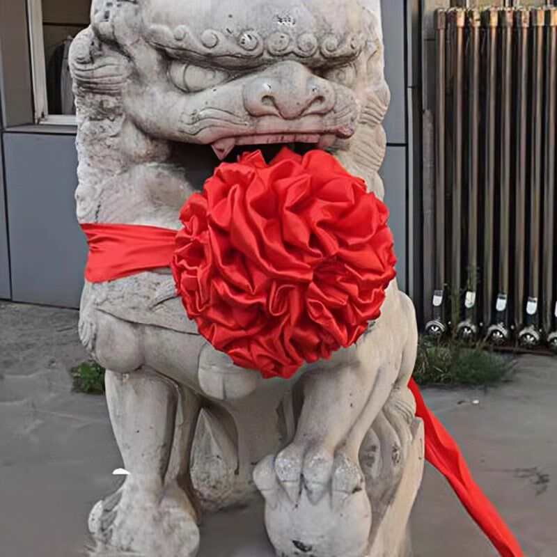 速发大红花球亮面狮绸缎花球红绸布软子结婚门口摆件表车交接汽彰