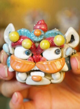 速发景禧造创工醒狮冰箱贴陶意手工瓷艺品景德镇旅游纪念品礼物送