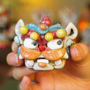 速发景禧造创工醒狮冰箱贴陶意手工瓷艺品景德镇旅游纪念品礼物送