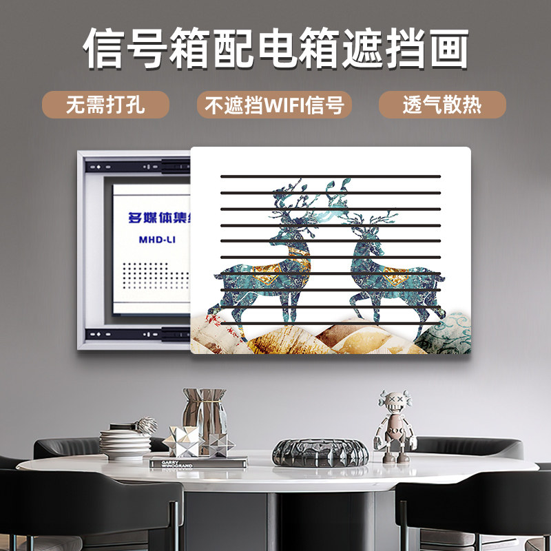 速发电表箱装饰画弱电箱配箱箱遮挡壁画多媒体号信电总开关盒镂空