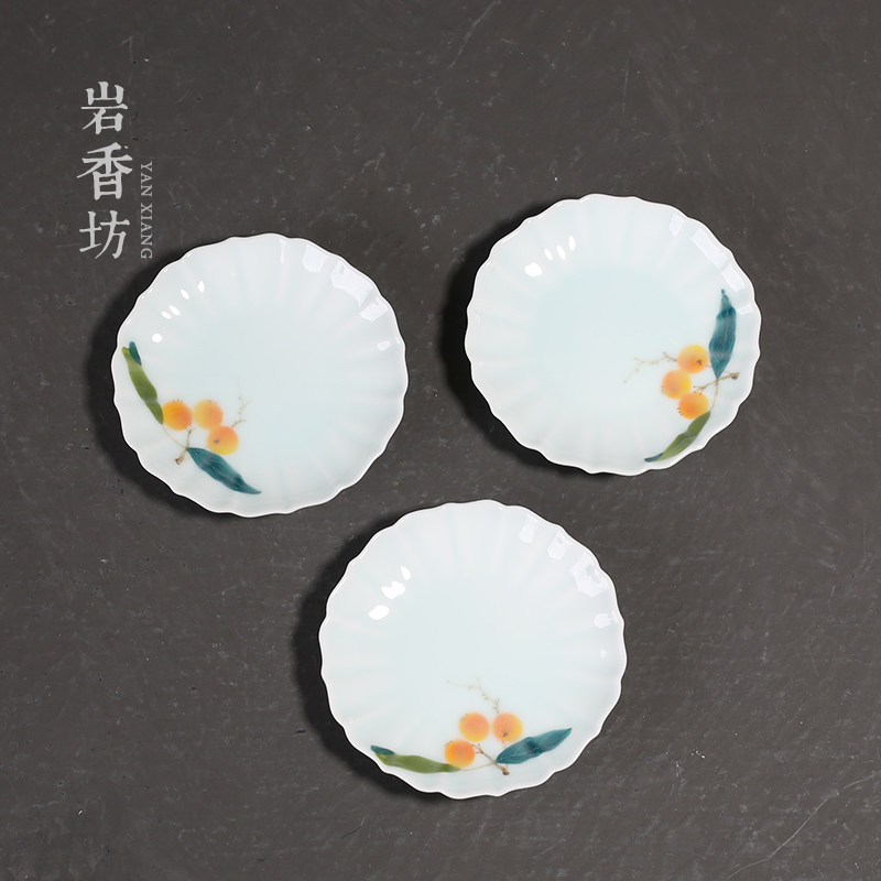 速发 小茶新手绘枇杷茶杯垫 具瓷清陶隔热垫茶道配件