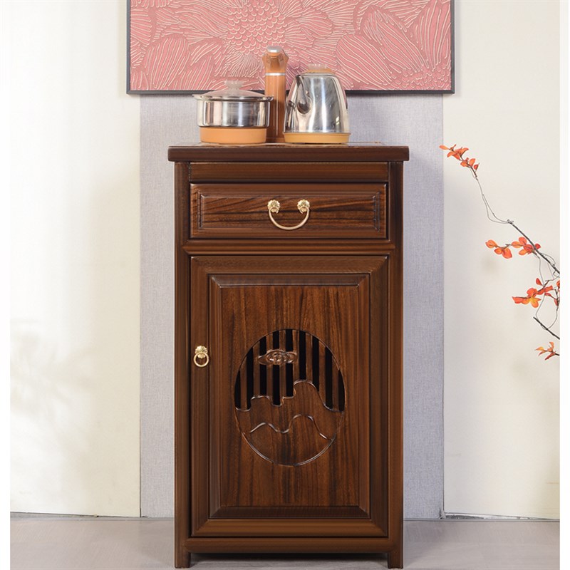 速发新中式老榆木茶吧机实约小型茶水柜烧水简茶台边柜台木茶桌