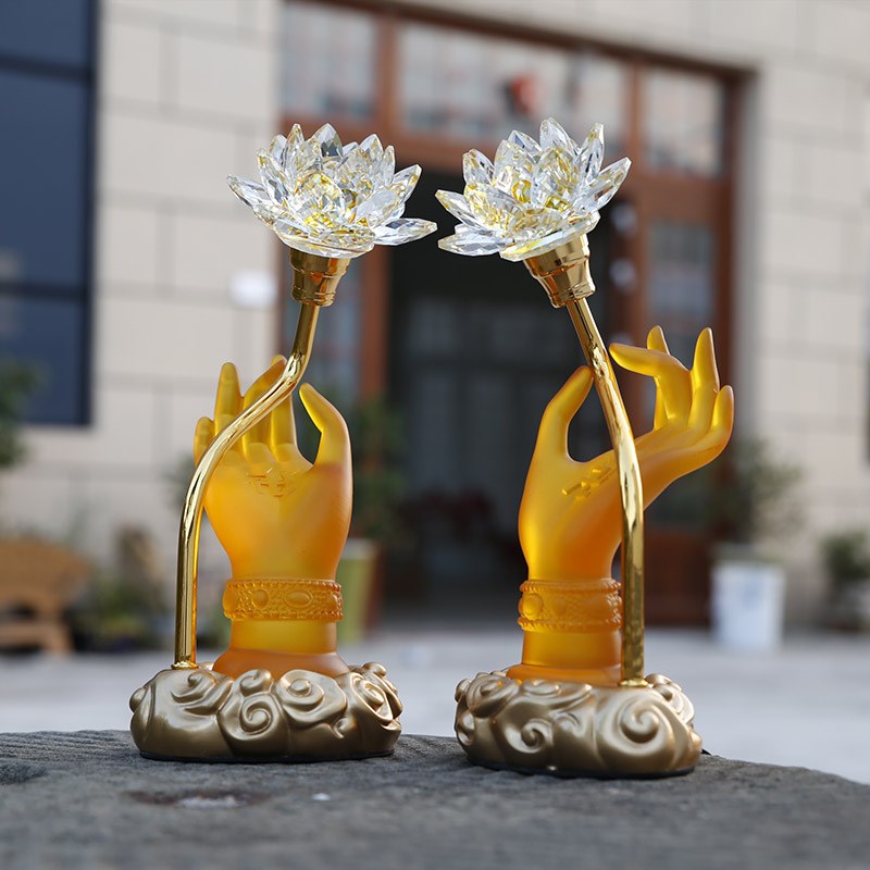 速发妙莲华佛具用灯厂家佛手供灯莲花灯琉璃灯荷花品灯