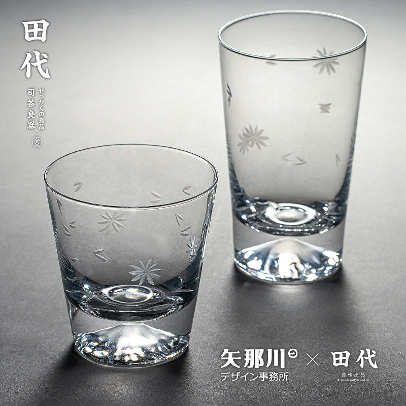 速发水晶锤目纹冷饮玻璃杯 茶杯透明家用水杯子耐热富士山杯 耐热