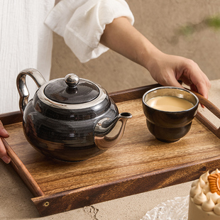 速发极纹镀银茶壶大容量家用茶陶炉煮茶壶泡电壶陶瓷茶具一壶一杯