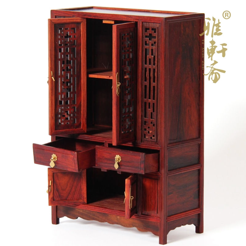 速发红木仿明清家具模型 红酸枝木实缩微具 家木质博古架家居摆件