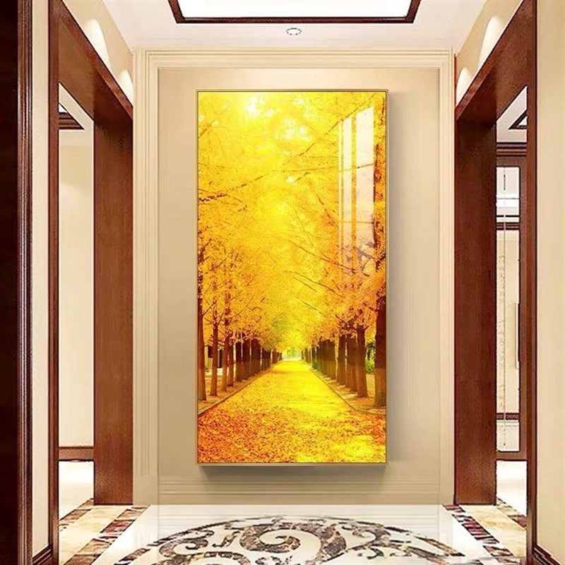 速发简约进门画鹿玄关装画画客厅走廊过道挂饰竖版壁麋招财画