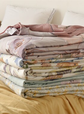 速发B0无夏款 6H支莱赛尔绗缝补凉被 AB面印花凉感被子双人盖被空