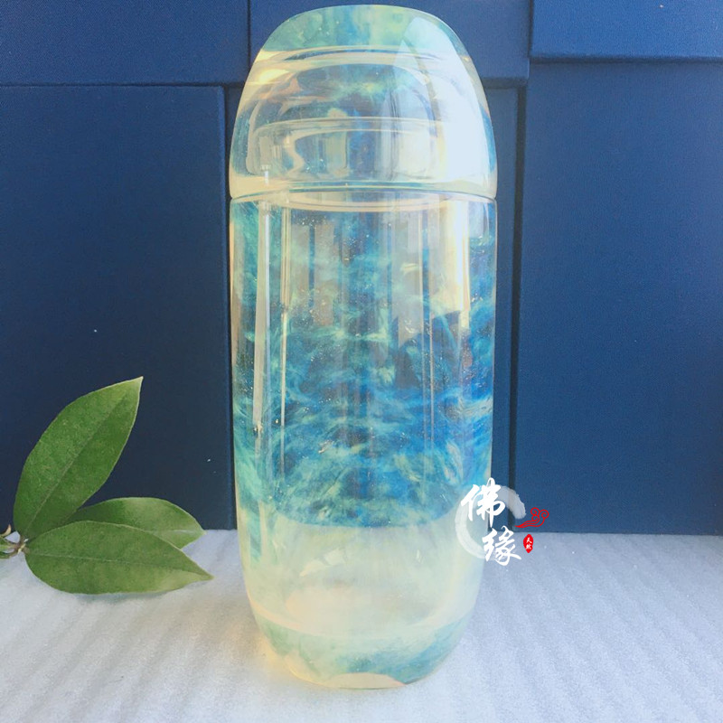 速发原矿水晶原石手工打磨带盖黄水晶杯大号泡茶水杯办公室茶杯泡