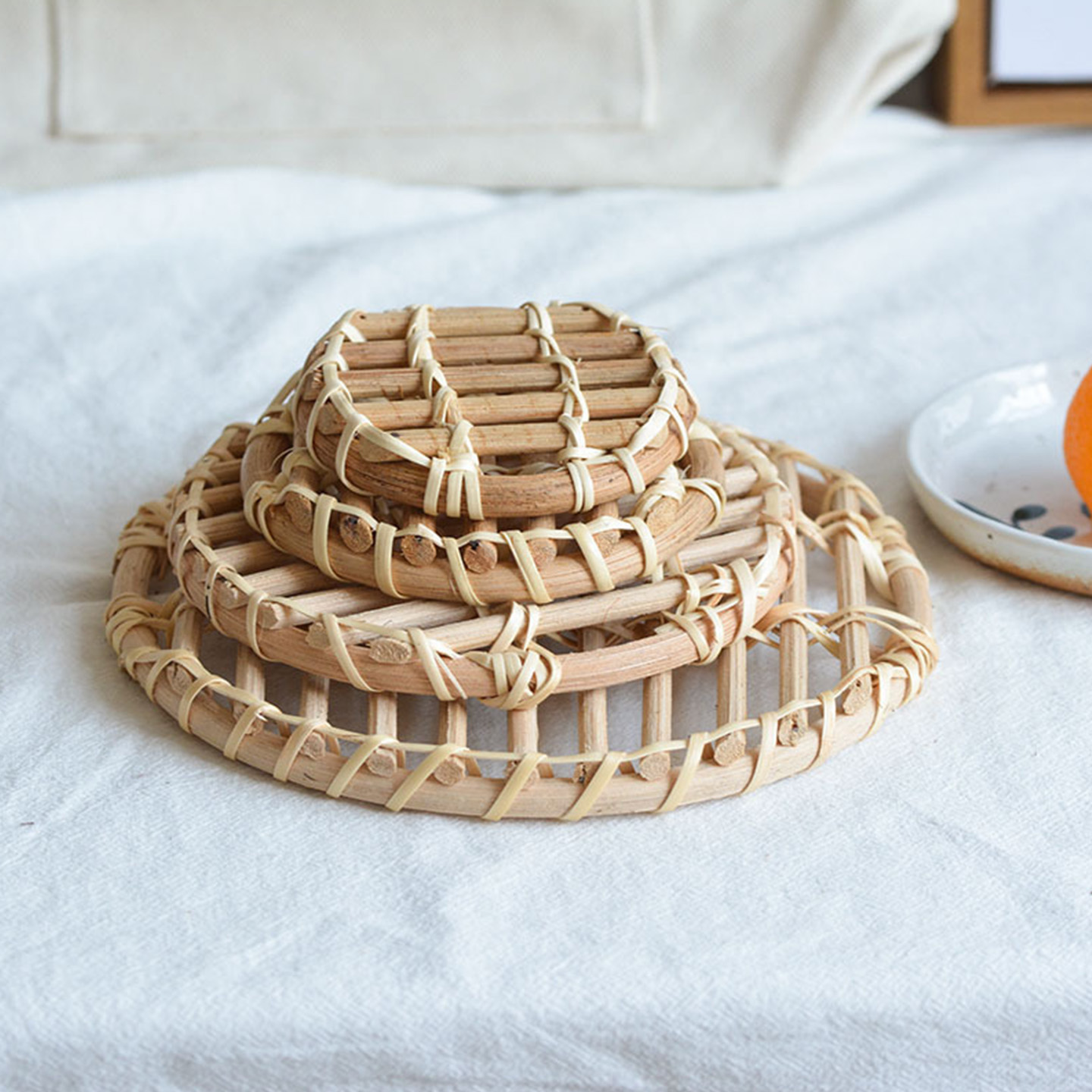 越南手工白藤条编咖啡垫杯垫碗垫