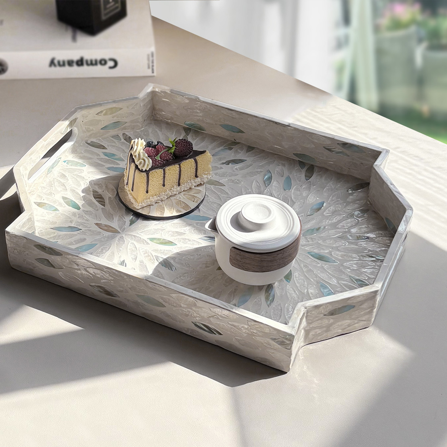 北欧isn轻奢风手工彩色贝壳托盘