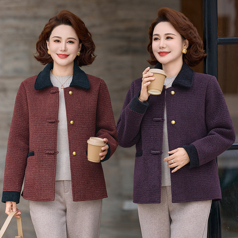 中年妈妈秋冬款外套毛呢2025中老年女装冬季加绒加厚短款棉服棉袄,女装/女士精品,常规大码外套,淘宝优惠券,粉丝福利购,淘宝优惠卷